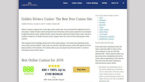 Официальный сайт казино golden riviera