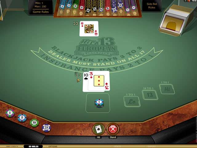 HiLo 13 European Blackjack Gold Hra Velka Microgaming screenshot