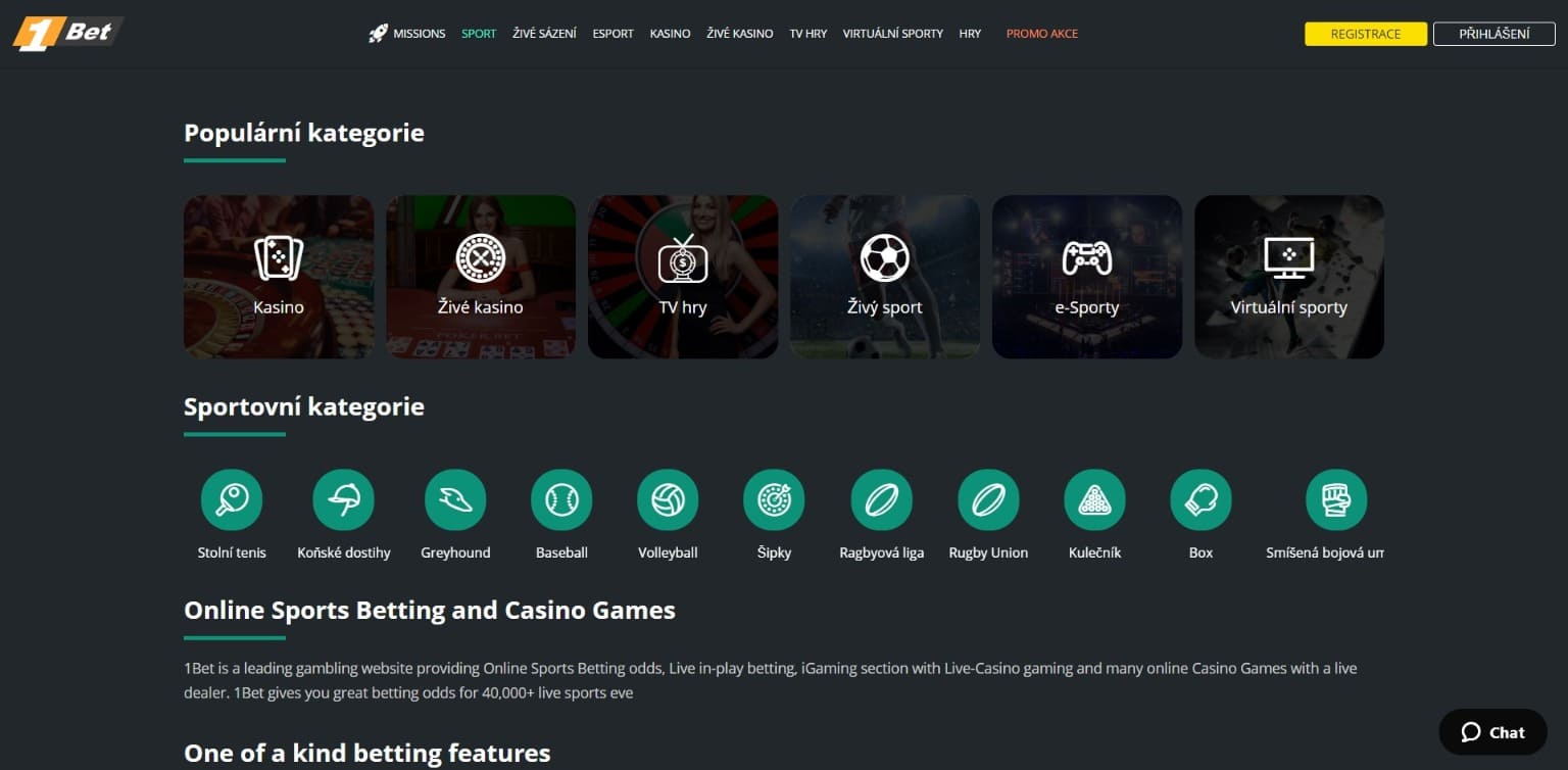 Oficiální stránka 1 Bet Casino