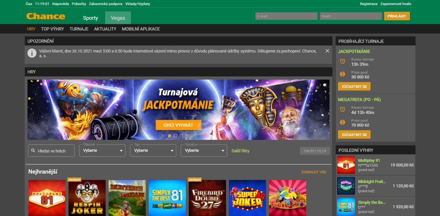 Oficiální stránka Chance Casino