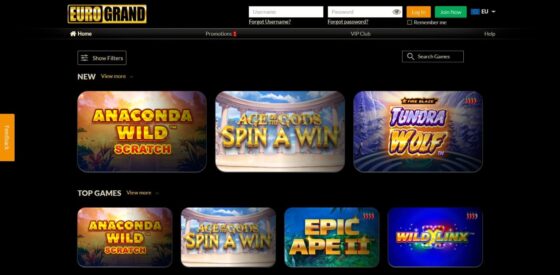 Oficiální stránka Eurogrand Casino