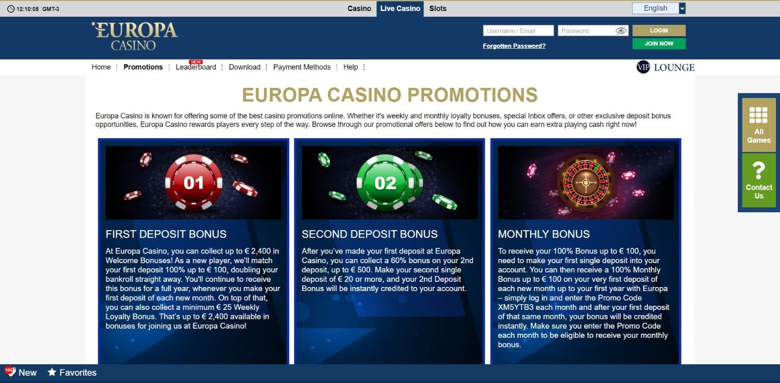 Bonusy Europa Casino