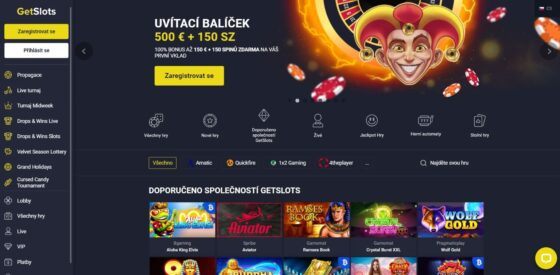 Oficiální stránka GetSlots Casino