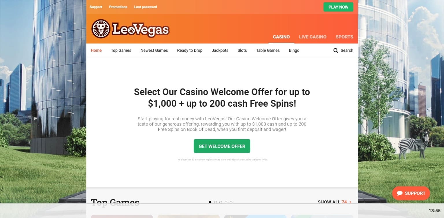 Oficiální stránka LeoVegas Casino