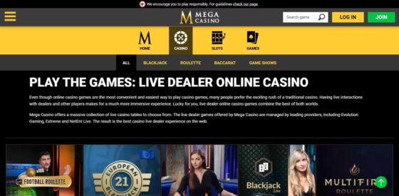 Živé kasino Mega Casino
