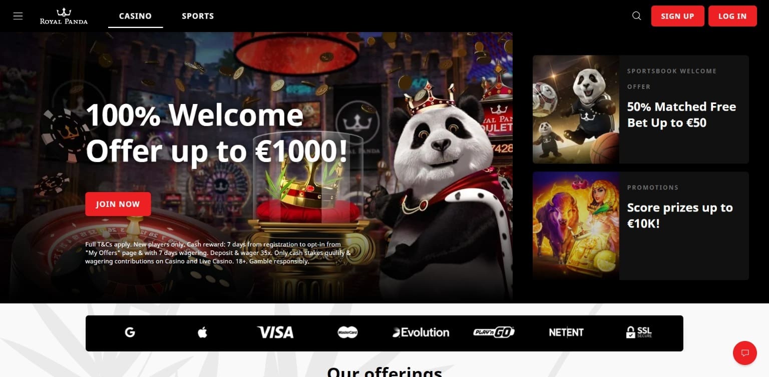 Oficiální stránka Royal Panda Casino