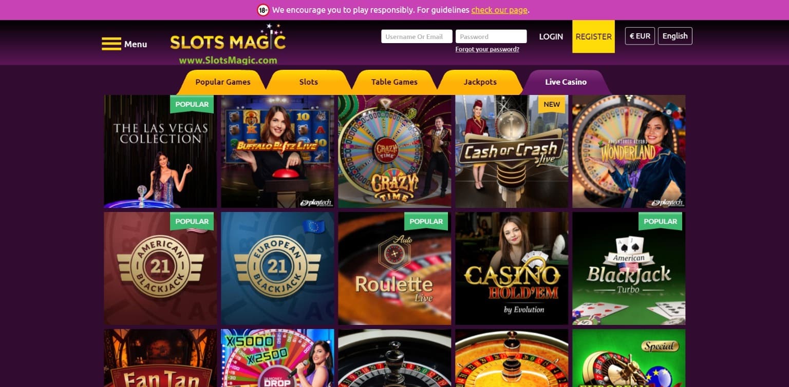 Živé kasino Slots Magic Casino