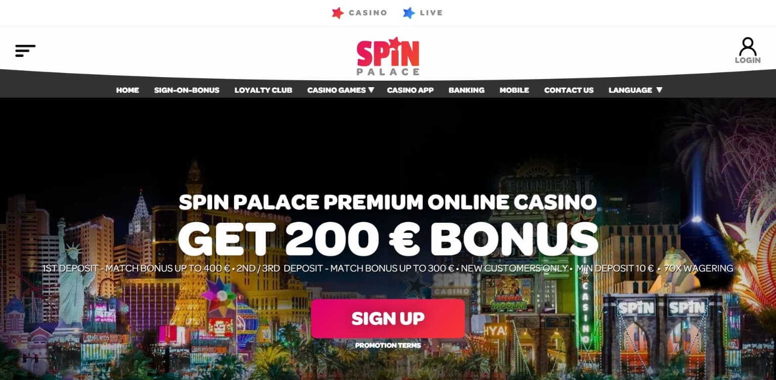 Oficiální stránka Spin Palace Casino