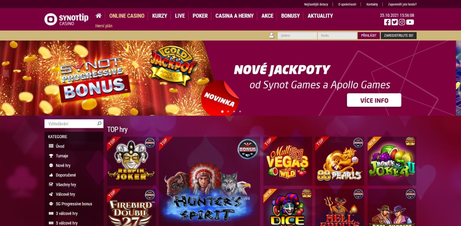 Oficiální stránka SynotTip Casino