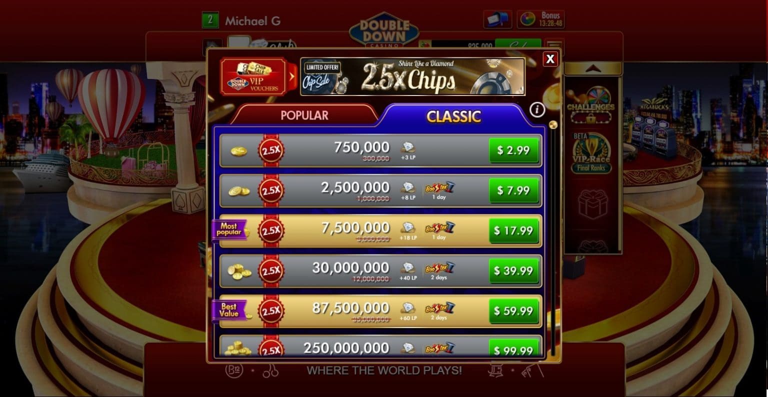 DoubleDown kasino bonusy