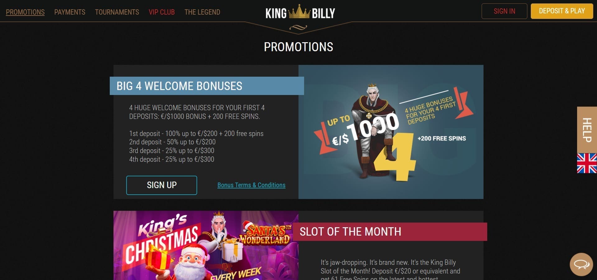 Kasino bonusy King Billy