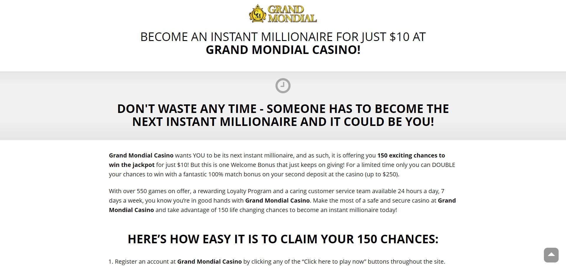 Kasino bonusy Grand Mondial