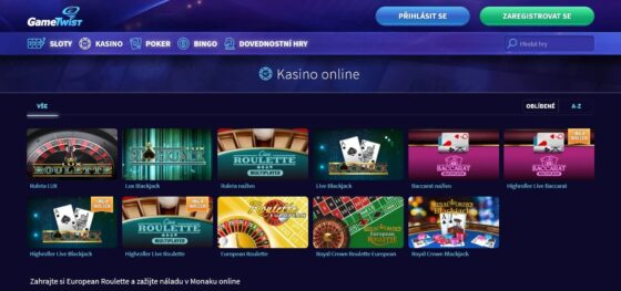 GameTwist casino živé kasino