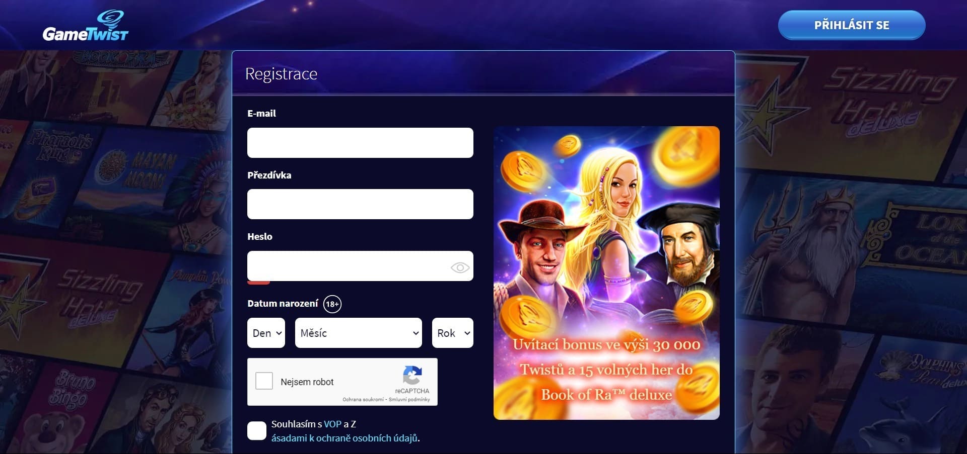 GameTwist casino registrace