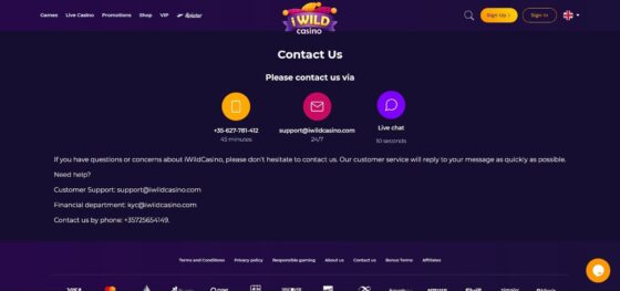 iWild Casino kontakty